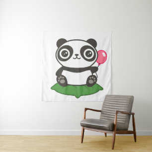 Cute Panda Illustration Wandkleed