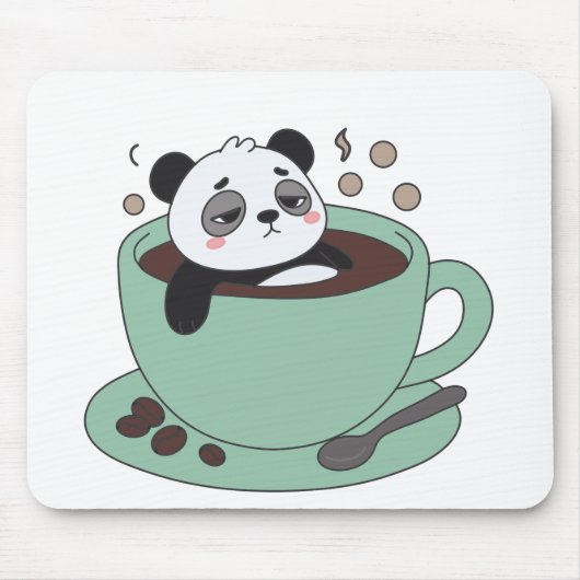 Cute Panda In Coffee Cup Coffee Lover Gift Muismat (Voorkant)
