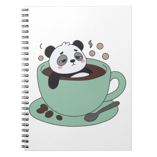 Cute Panda In Coffee Cup Coffee Lover Gift Notitieboek (Voorkant)