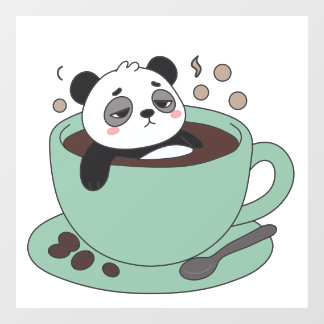 Cute Panda In Coffee Cup Coffee Lover Gift Raamsticker