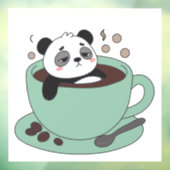 Cute Panda In Coffee Cup Coffee Lover Gift Raamsticker (Vel 3)
