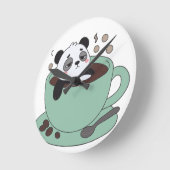 Cute Panda In Coffee Cup Coffee Lover Gift Ronde Klok (Hoek)