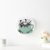 Cute Panda In Coffee Cup Coffee Lover Gift Ronde Klok (Huis)