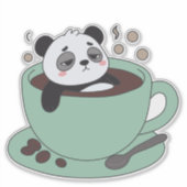 Cute Panda In Coffee Cup Coffee Lover Gift Sticker (Voorkant)