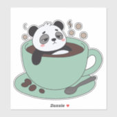 Cute Panda In Coffee Cup Coffee Lover Gift Sticker (Vel)