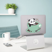 Cute Panda In Coffee Cup Coffee Lover Gift Sticker (Laptop op bureau)