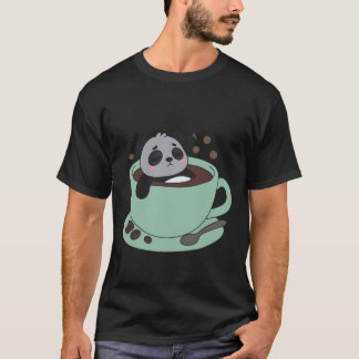 Cute Panda In Coffee Cup Coffee Lover Gift T-shirt