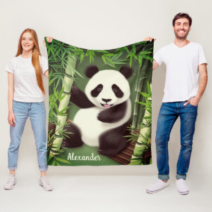 Cute Panda in een bos van Bamboe Fleece Deken