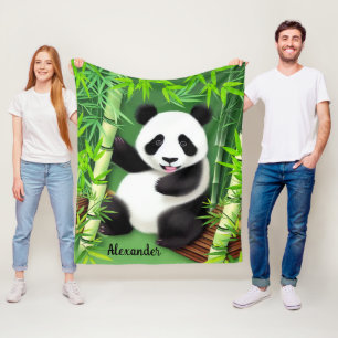 Cute Panda in een bos van Bamboe Fleece Deken