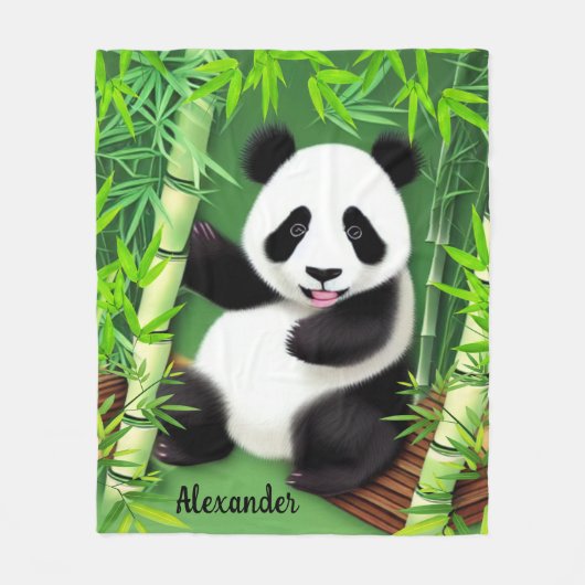 Cute Panda in een bos van Bamboe Fleece Deken (Voorkant)