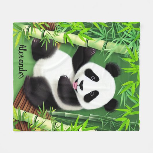 Cute Panda in een bos van Bamboe Fleece Deken (Voorkant (Horizontaal))