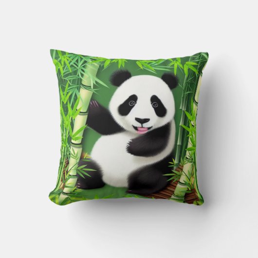 Cute Panda in een bos van Bamboe Kussen (Voorkant)