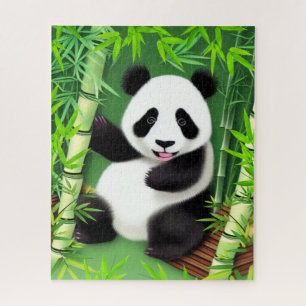 Cute Panda in een bos van Bamboe Legpuzzel