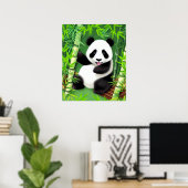 Cute Panda in een bos van Bamboe Poster (Thuiskantoor)