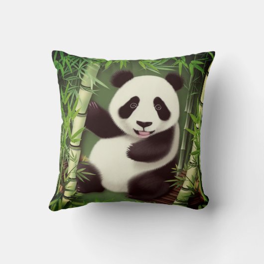 Cute Panda in een Sierkussen van het bos van Bambo (Achterkant)