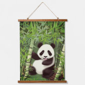 Cute Panda in het bos van Bamboe dat de boomstamme Hangend Wandkleed (Voorkant)