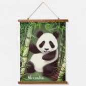 Cute Panda in het bos van Bamboe dat de boomstamme Hangend Wandkleed (Voorkant)