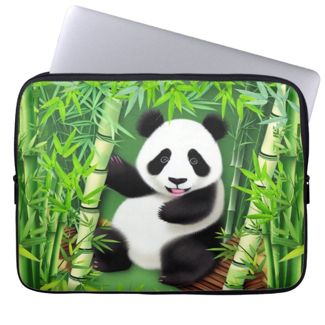 Cute Panda in het bos van Bamboe Laptop Sleeve (Voorkant)