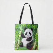 Cute Panda in het bos van Bamboe Tote Bag (Voorkant)