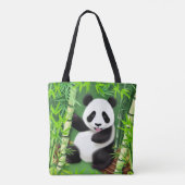 Cute Panda in het bos van Bamboe Tote Bag (Achterkant)