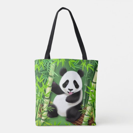 Cute Panda in het bos van Bamboe Tote Bag (Achterkant)