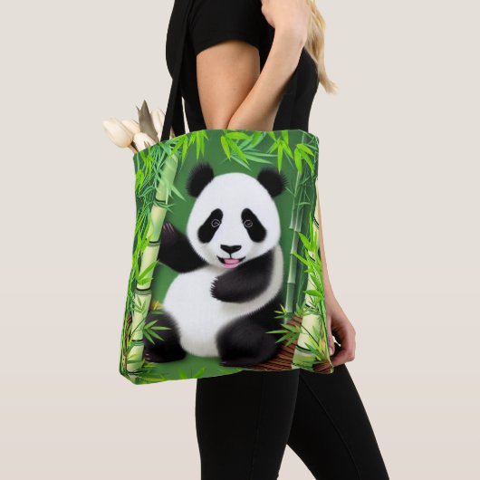 Cute Panda in het bos van Bamboe Tote Bag (Dichtbij)
