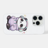 Cute Panda iPhone Hoesje | Kawaii Hoofdtelefoon Ae 15 Pro Case (Achterkant horizontaal)
