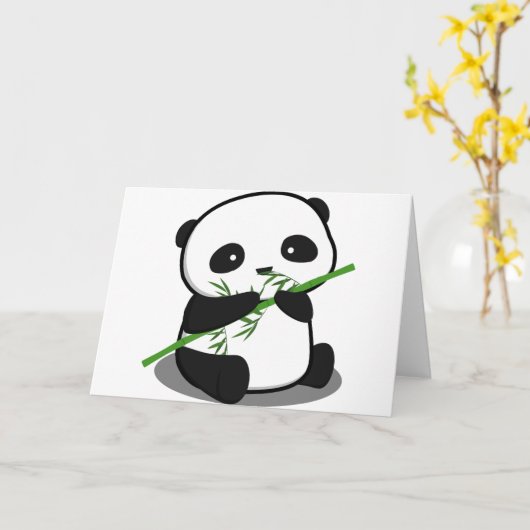 Cute Panda Kaart (Gele Bloem)