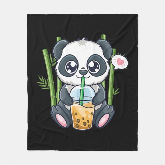 Cute Panda Kawaii Anime Otaku Japanse belbokbobbel Fleece Deken (Voorkant)