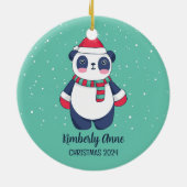 Cute Panda Kerstmis Snowy Winter Holiday Keramisch Ornament (Achterkant)