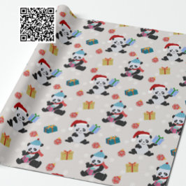 Cute Panda-kerstpatroon Cadeaupapier