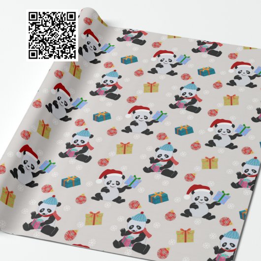 Cute Panda-kerstpatroon Cadeaupapier