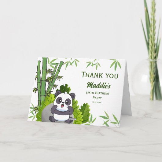 Cute Panda Kiddie Birthday Dank je wel Bedankkaart (Achterkant)