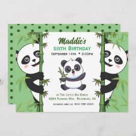 Cute Panda Kiddie Birthday Party Kaart
