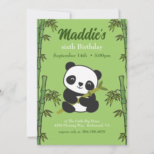 Cute Panda Kiddie Birthday Party Kaart (Voorkant)