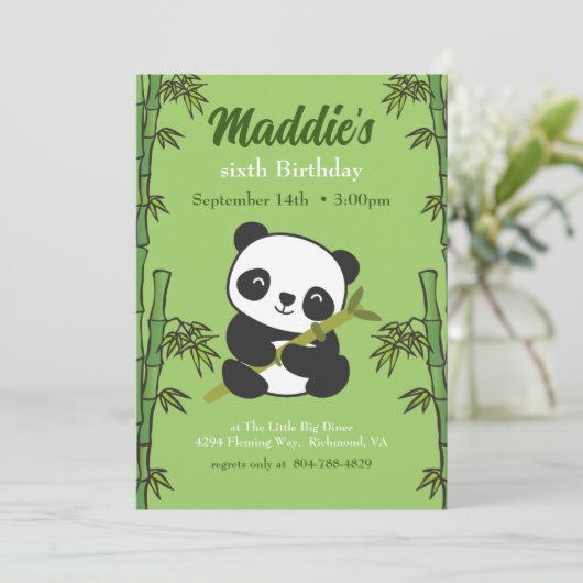 Cute Panda Kiddie Birthday Party Kaart (Staand voorkant)