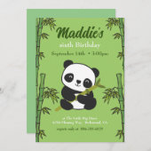 Cute Panda Kiddie Birthday Party Kaart (Voorkant / Achterkant)