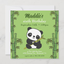 Cute Panda Kiddie Birthday Party Kaart