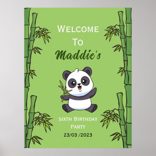 Cute Panda Kiddie Birthday Party Poster (Voorkant)