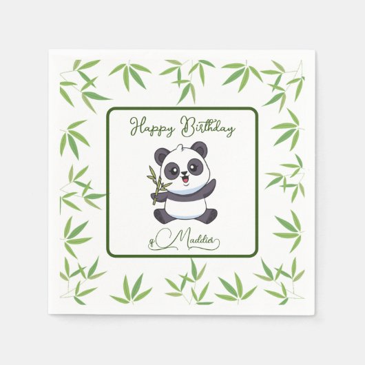 Cute Panda Kiddie Birthday Party Supplies Servet (Voorkant)