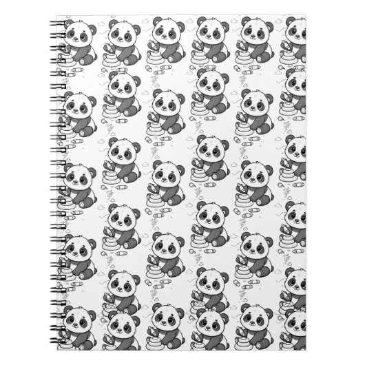 Cute Panda Kleurplaat Patroon Notitieboek (Voorkant)