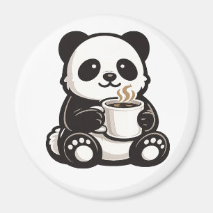 Cute Panda Koffie – Kawaii Panda met Koffie Magneet