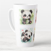 Cute Panda Latte Mok Esthetisch Aquarel (Linkerhoek)