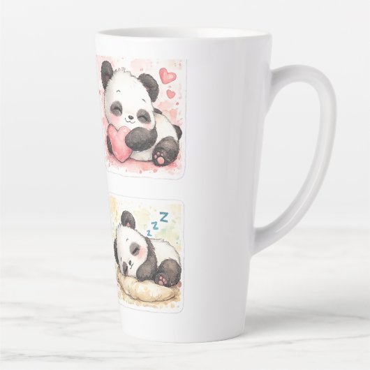 Cute Panda Latte Mok Esthetisch Aquarel (Rechts)