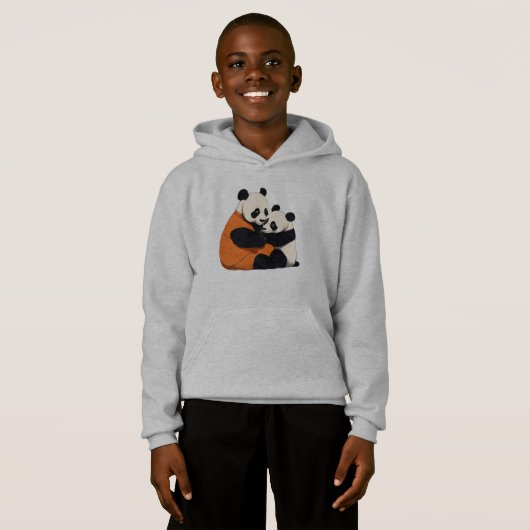 Cute Panda Love Cuddling Kids Pullover Hoodie (Voorkant volledig)