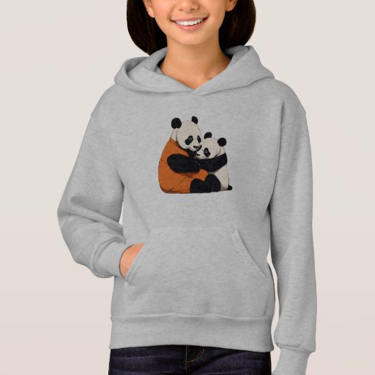 Cute Panda Love Cuddling Kids Pullover Hoodie (Voorkant)