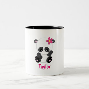 Cute Panda Lover Personaliseren Tweekleurige Koffiemok