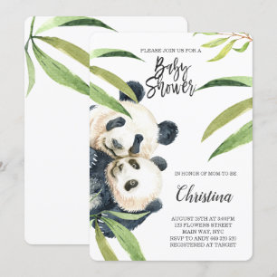 Cute Panda Mam en Baby Eucalyptus Baby shower Kaart