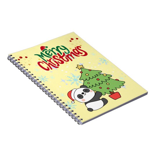 cute panda merry Christmas note book Notitieboek (Rechterzijde)