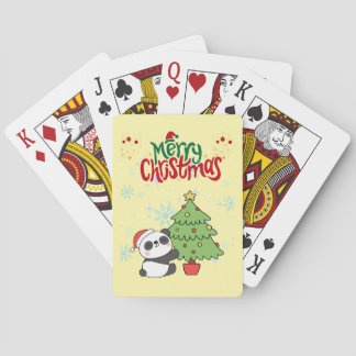 cute panda merry Christmas  Poker Cards Pokerkaarten